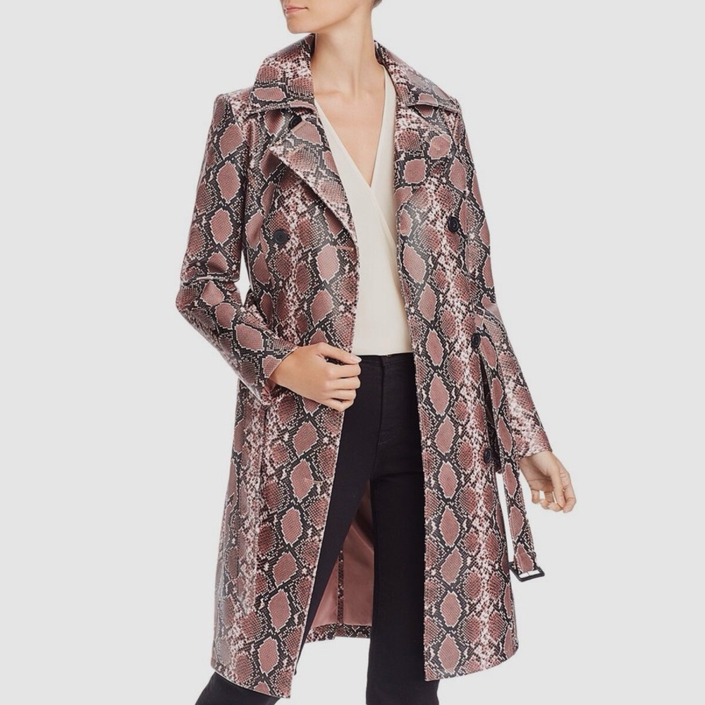 Aqua Brown Snake Trench Coat XS